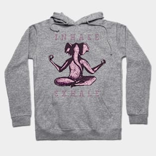 Inhale Exhale Pink Elephant Hoodie